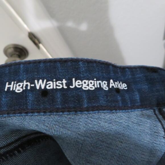 Talbots Womens Sz 8 Blue Black High Waist Jegging Ankle Jeans Polka Dot - Picture 6 of 7